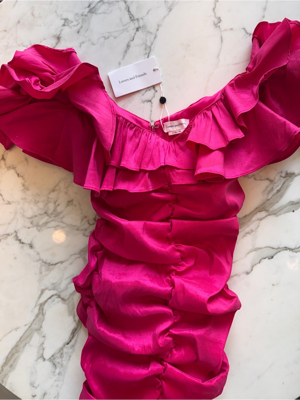 Lovers + Friends Ruffled Off-Shoulder Tunic - Hot Pink